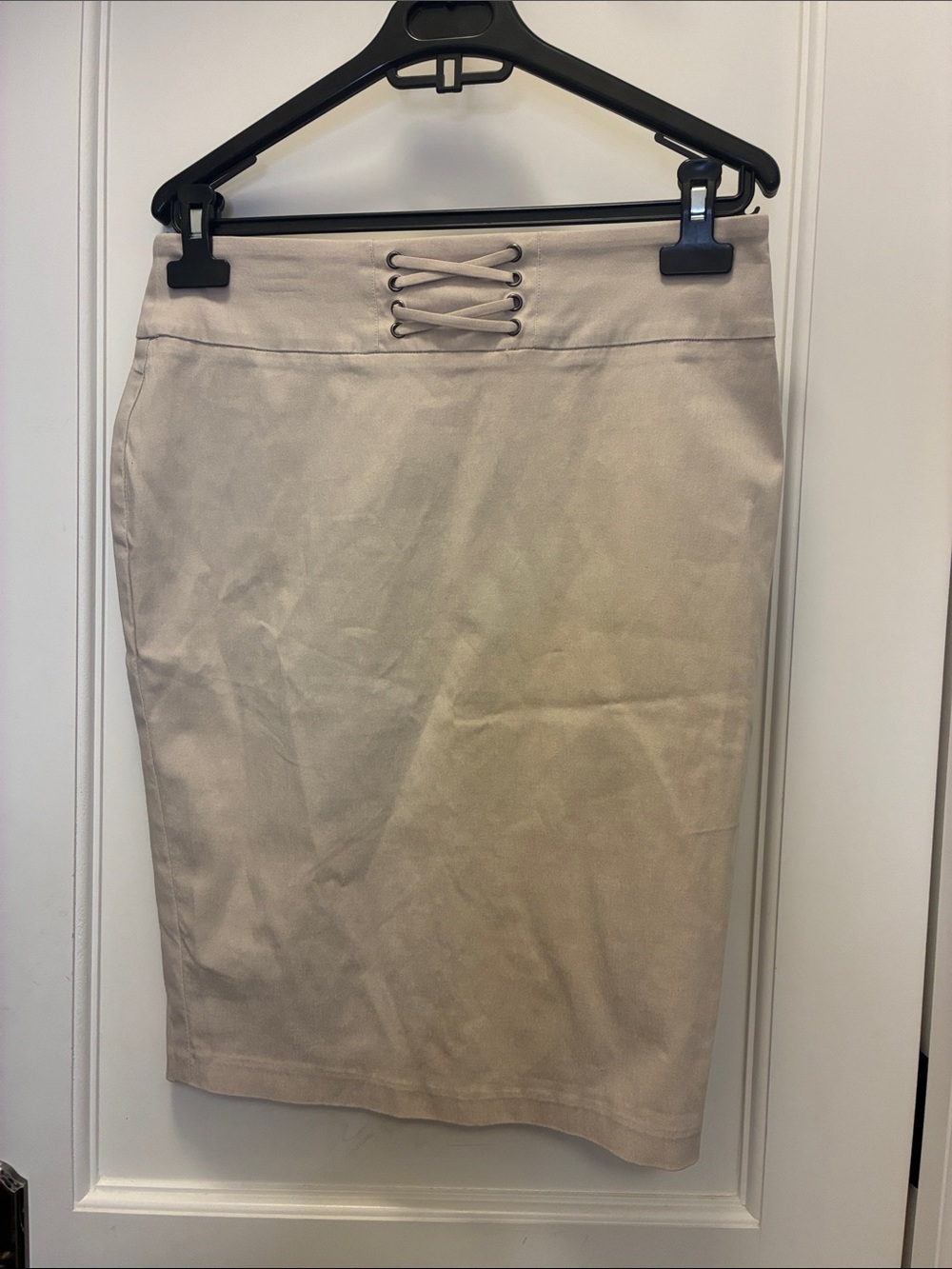 SOHO Apparel Beige Lace Up Front Stretch Pencil Skirt Medium 👵MTSK1